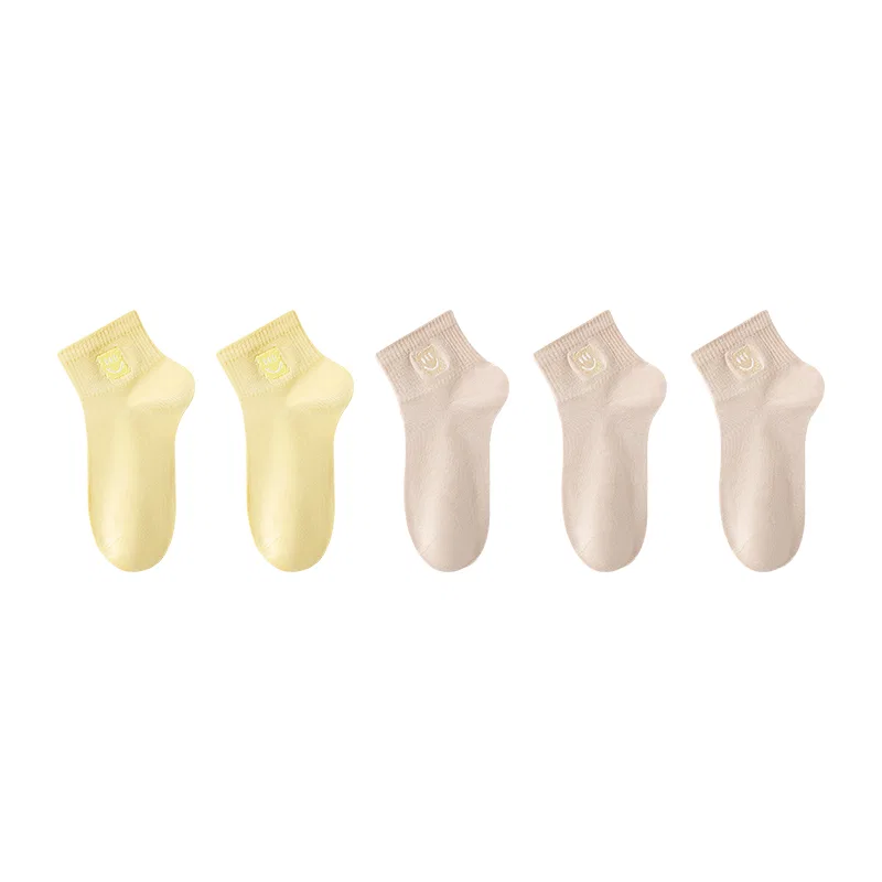 Детские носки-следки MINISO, 3 Khaki + 2 Light Yellow