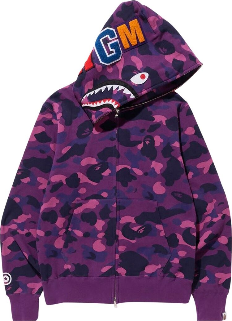 

Худи BAPE Color Camo Shark Full Zip Hoodie 'Purple', фиолетовый