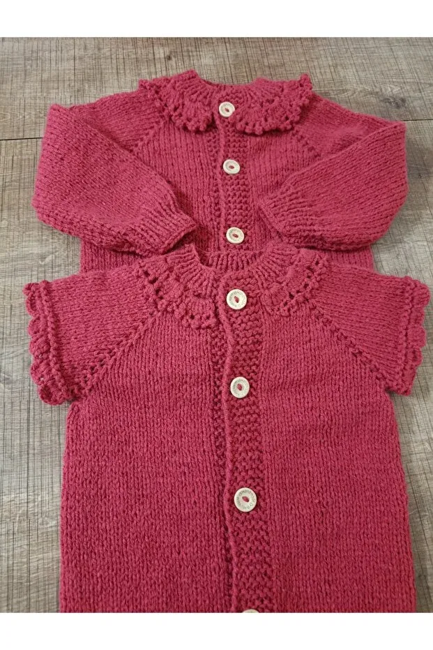 Детский кардиган с принтом Hand Knitted Kids Cardigan El Örgüsü Cici Bebe, Burgundy — фото 2