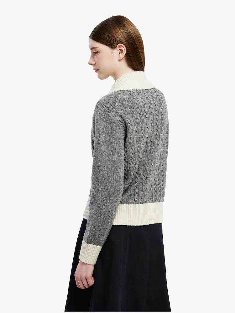 Кардиган женский LACOSTE на молнии, шерстяной, темно-синий — фото 3