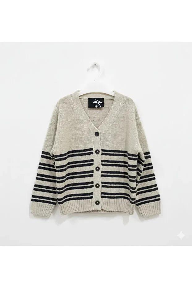 Детский кардиган с V-образным вырезом полосатый Imoop Design, Beige