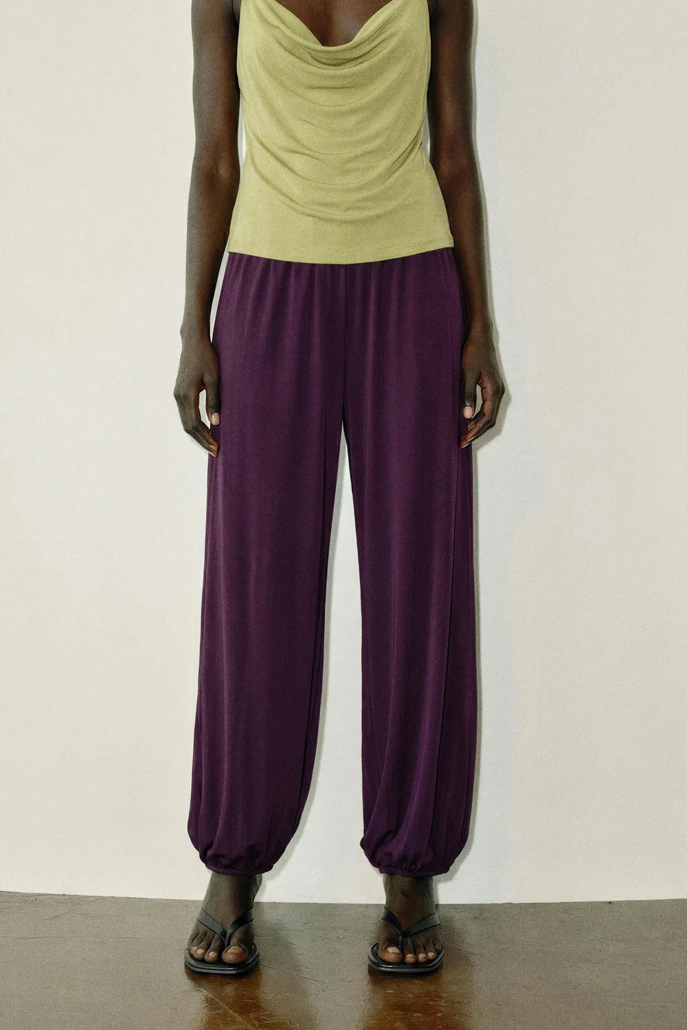 Брюки Саруэль ZARA, Dark aubergine — фото 2