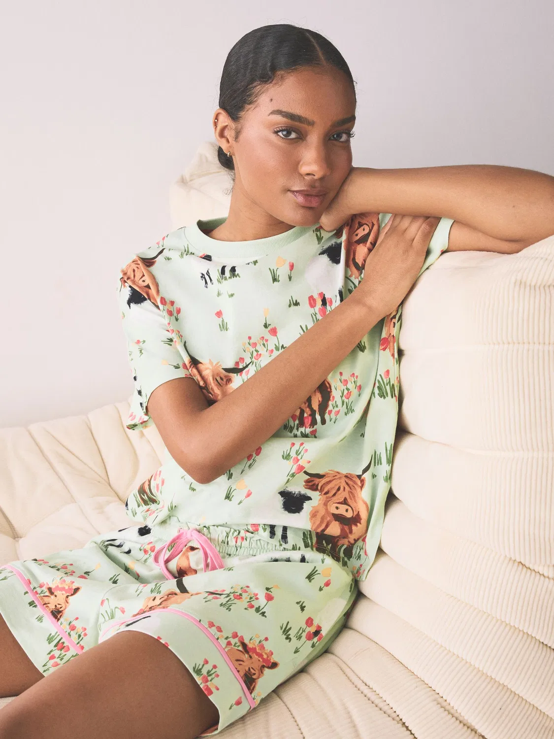 Пижама шорты Hamish the Highland Cow Next, зеленый