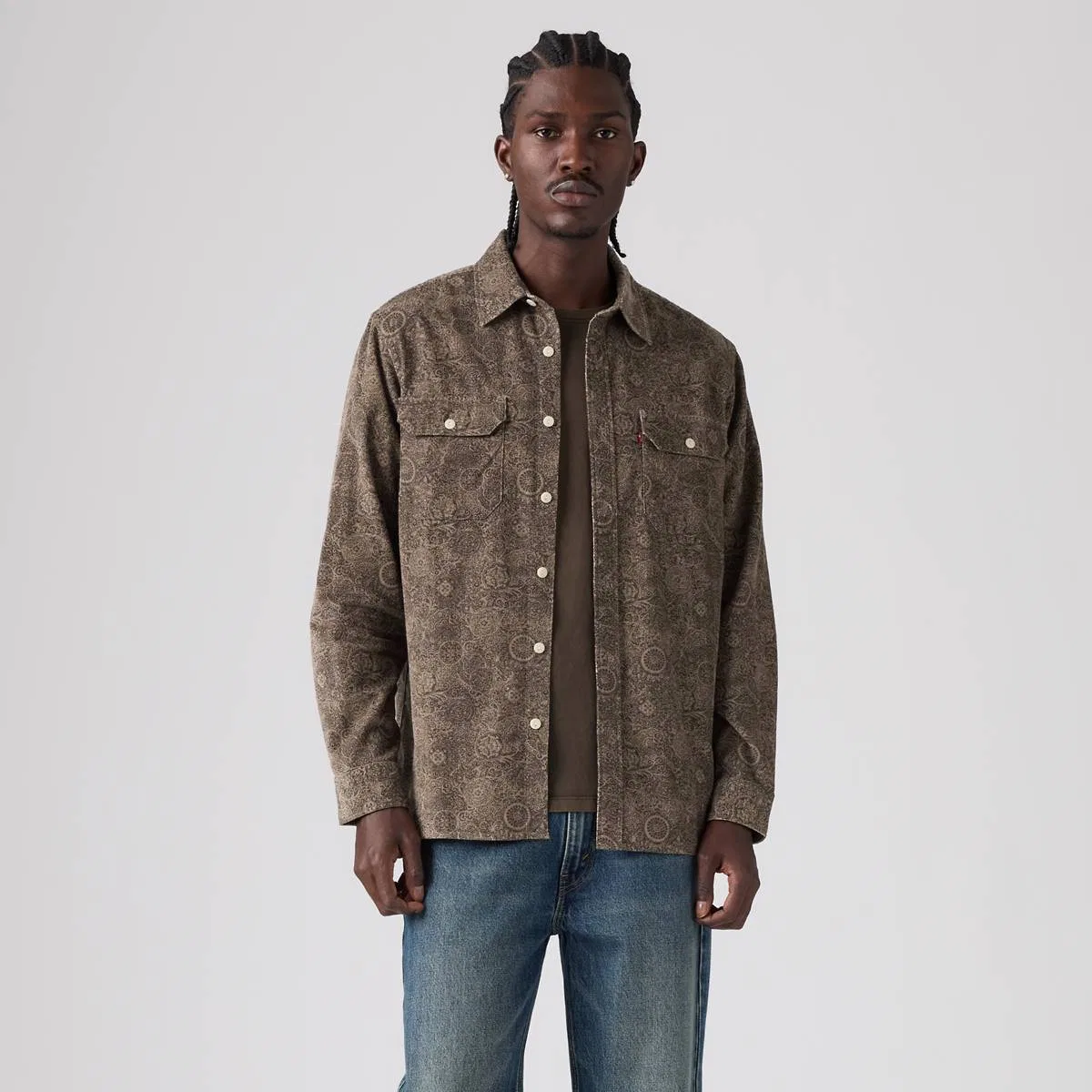 Рубашка Jackson relaxed corduroy worker Levi's, Rogelio Print Brindle - Brown — фото 3
