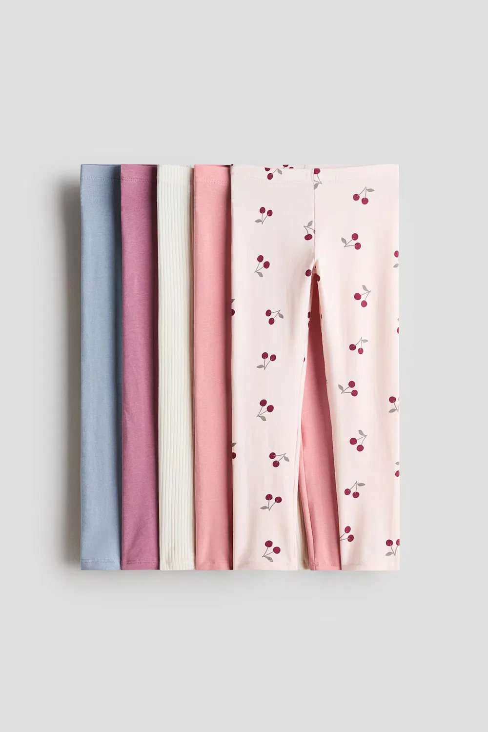 5 хлопковых леггинсов в упаковке H&M, Hellrosa/Kirschen