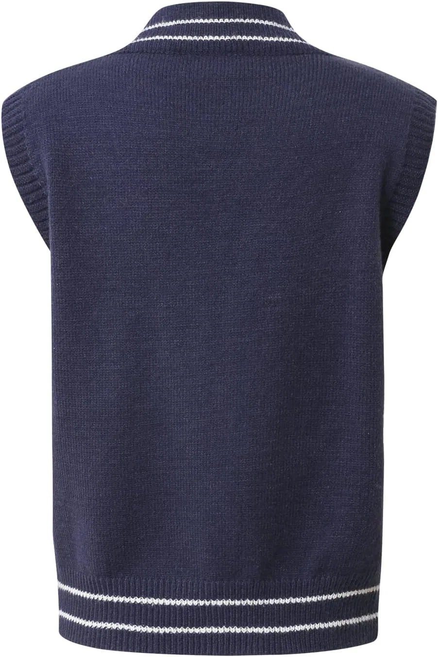 Женский жилет без рукавов с V-образным вырезом, Knit Pullover Top, Bue — фото 3