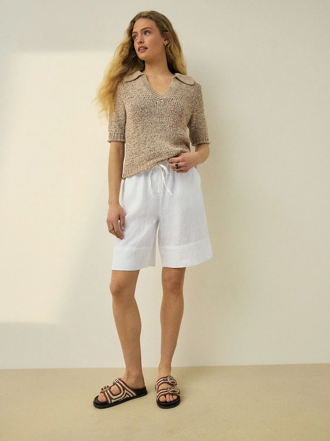 Шорты бермуды из льна Premium Linen Next, белый — фото 2