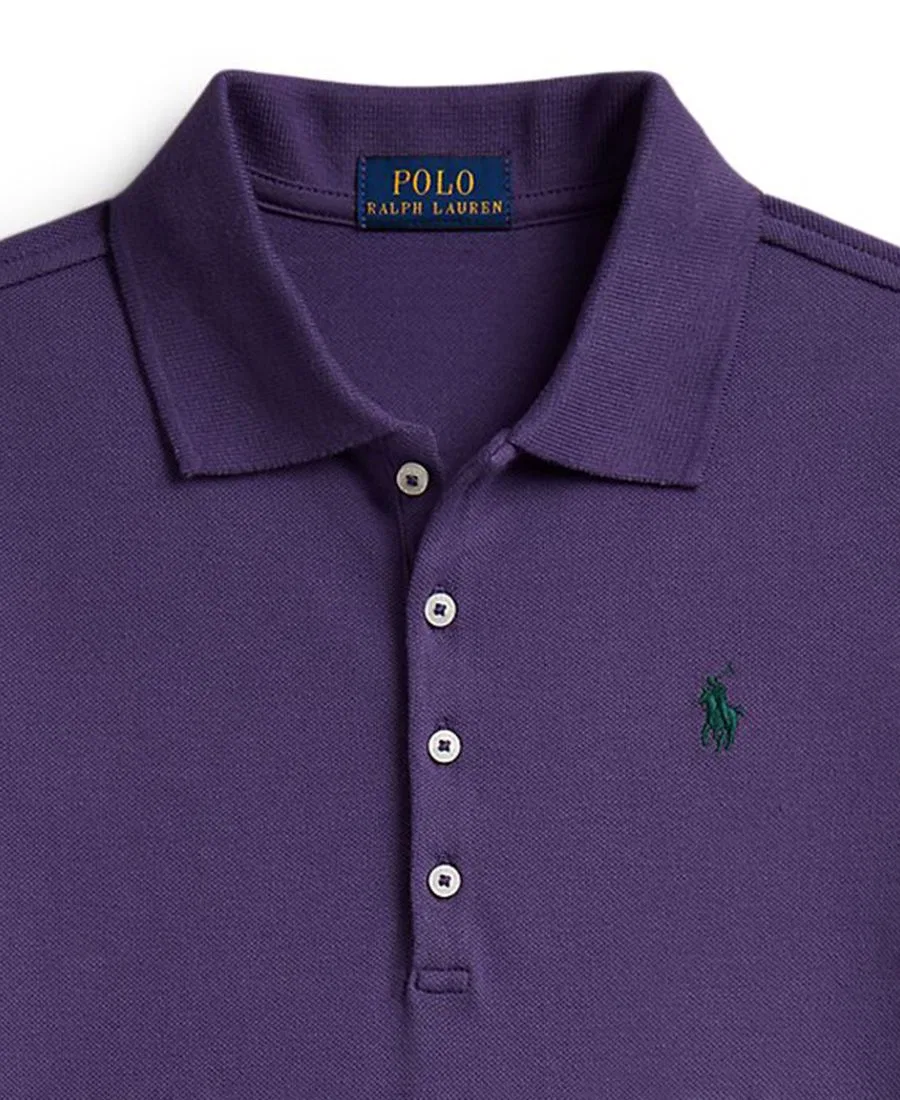 Платье-поло с плиссированной юбкой из хлопковой сетки Polo Ralph Lauren, Valley Purple — фото 3