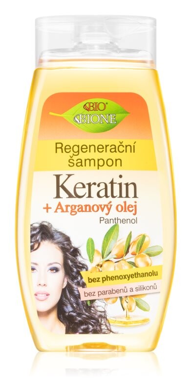 

Регенерирующий шампунь для придания блеска и смягчения волос Bione Cosmetics Keratin + Argan