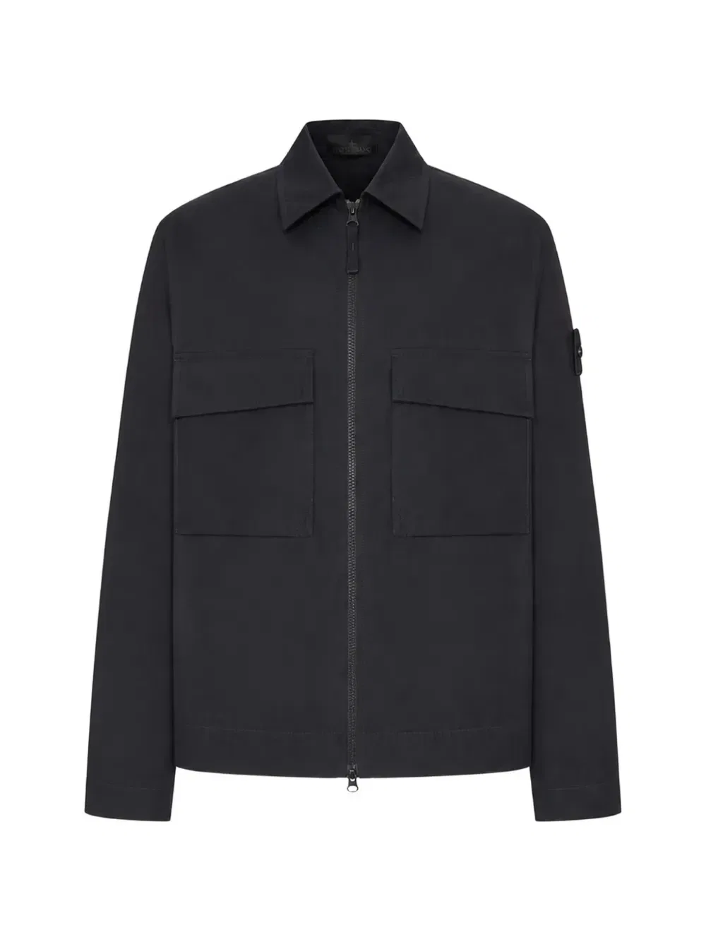 Рубашка-куртка на молнии с логотипом-нашивкой Stone Island, черный