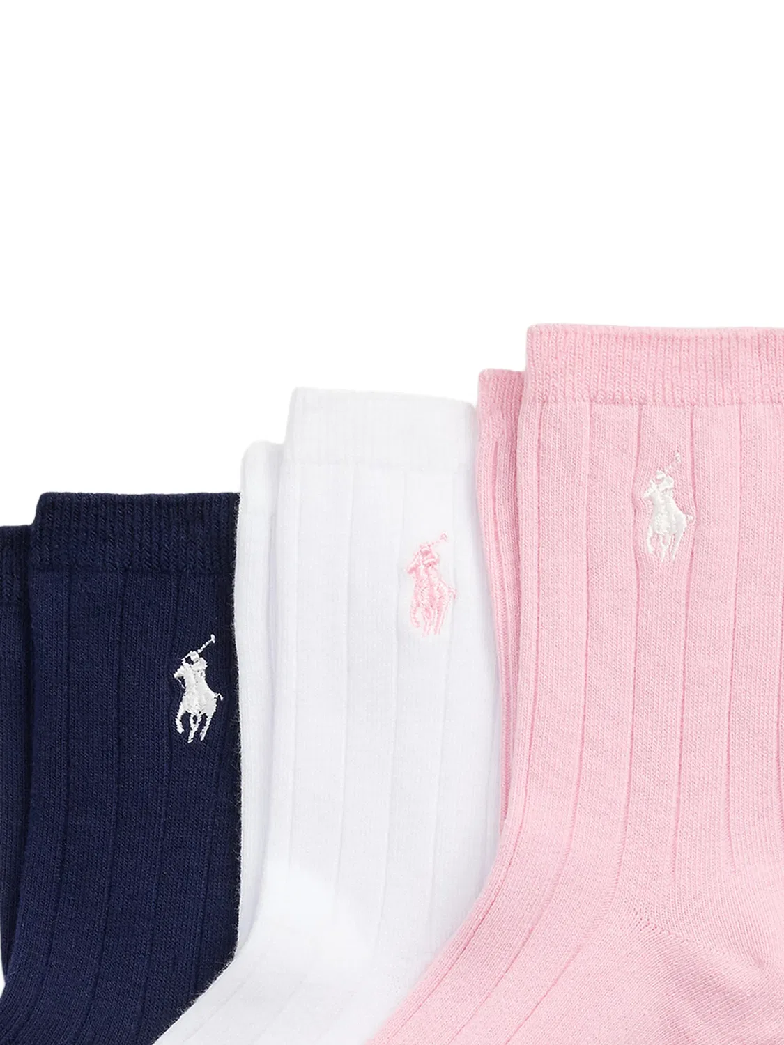 Комплект из трех пар носков с вышивкой Polo Ralph Lauren Kids, синий — фото 2