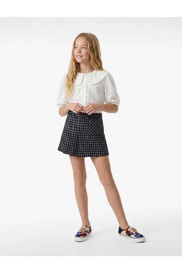 Детские шорты для девочек плиссированные Koton, Navy Blue Plaid