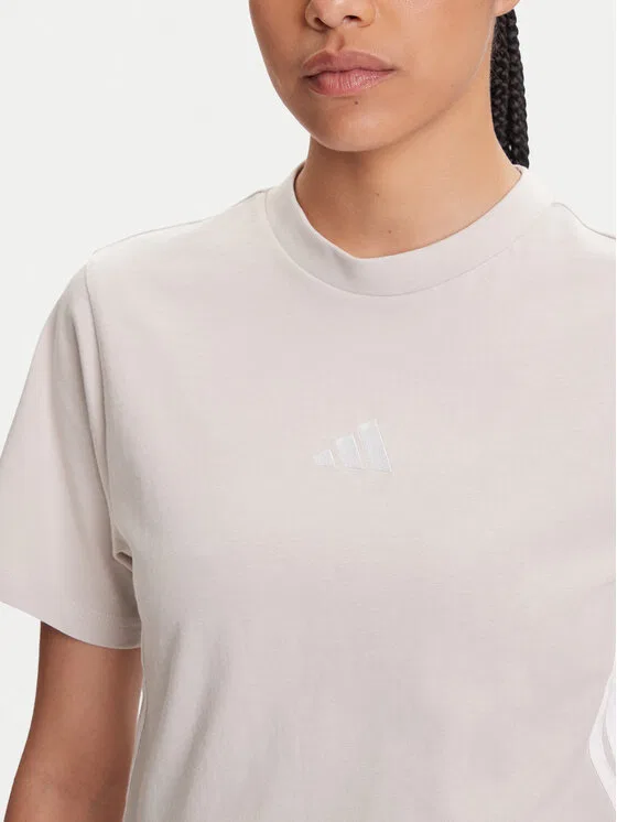 Футболка regular fit Essentials 3-Stripes Adidas, бежевый — фото 4