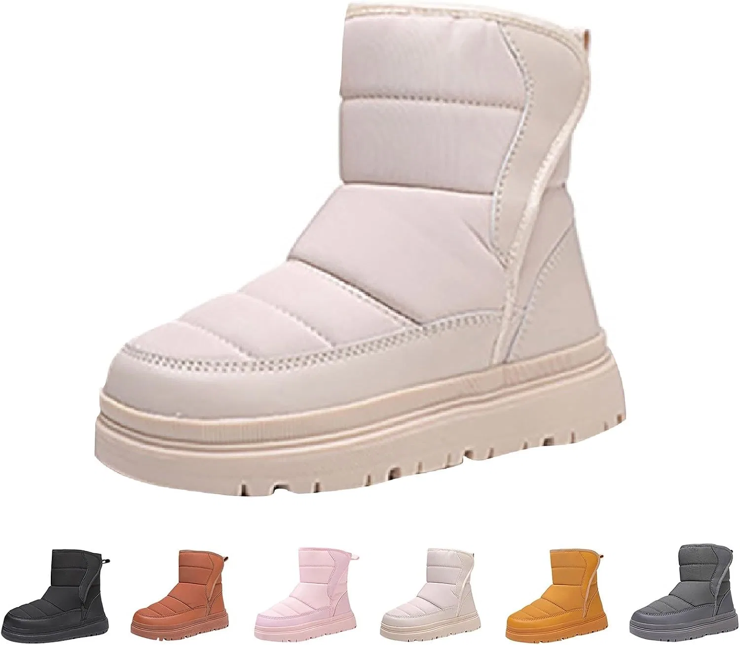 Детские зимние ботинки для девочек с флисовой подкладкой, на платформе, Beige