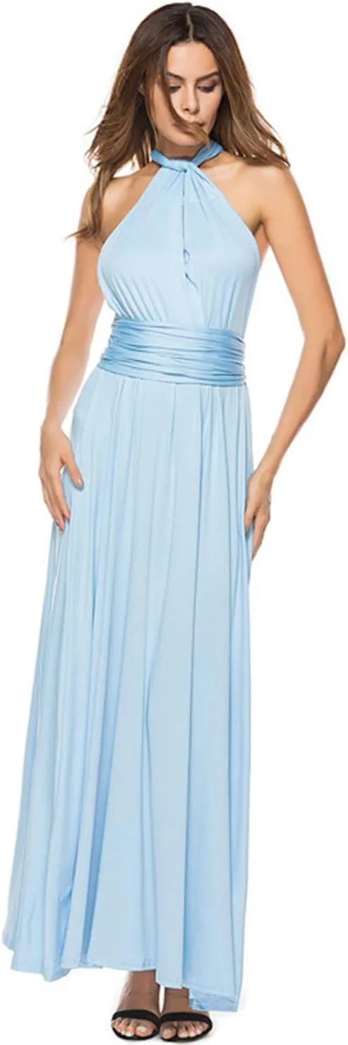 Женское летнее платье с воланами, миди, Light Blue