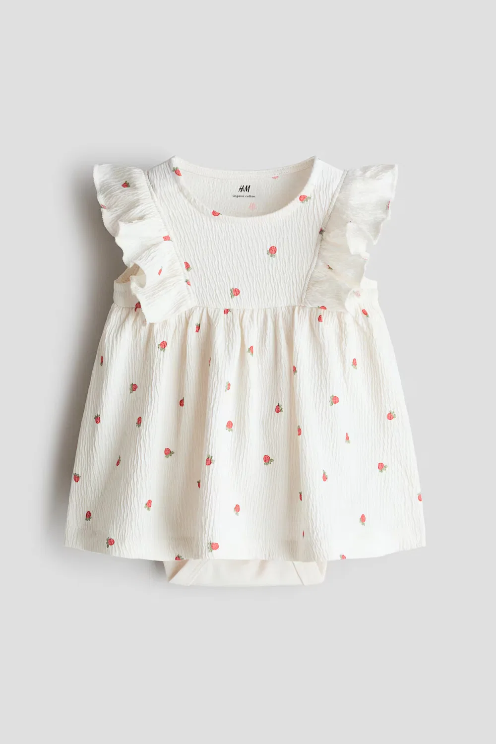 Платье-Комбинация из жатой ткани H&M, Weiß/Beeren