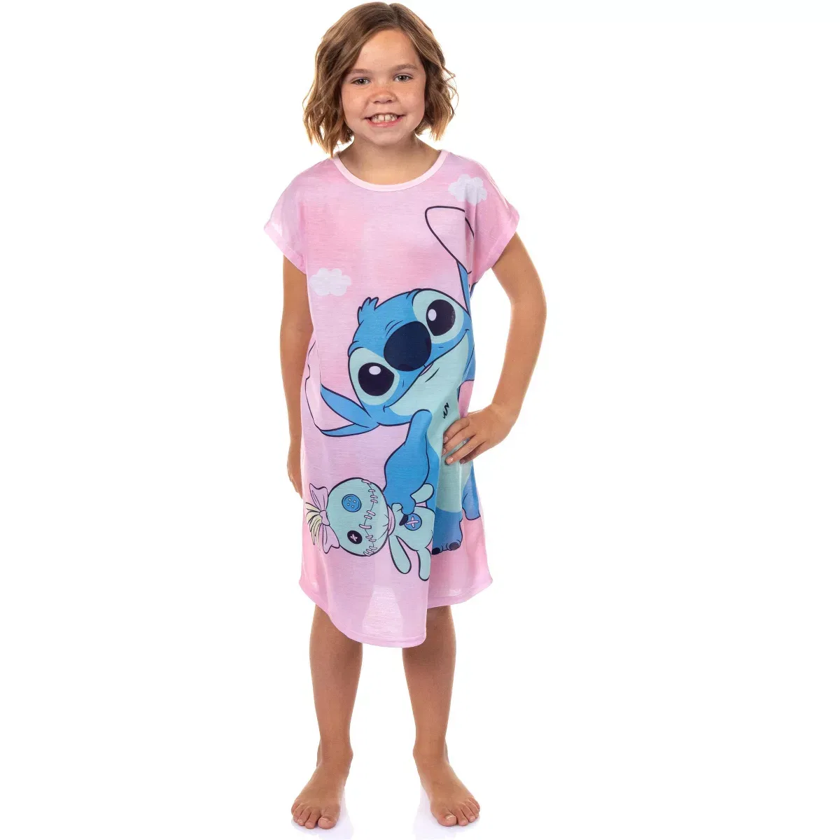 Детская ночная рубашка для девочек с принтом Stitch & Scrump Disney Pink