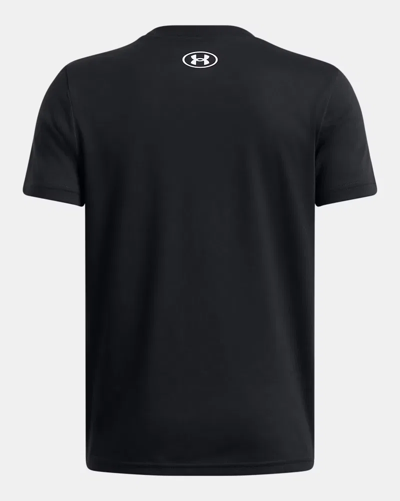 Футболка для мальчиков с коротким рукавом из хлопковой смеси UA Sportstyle UnderArmour, Black/White — фото 4