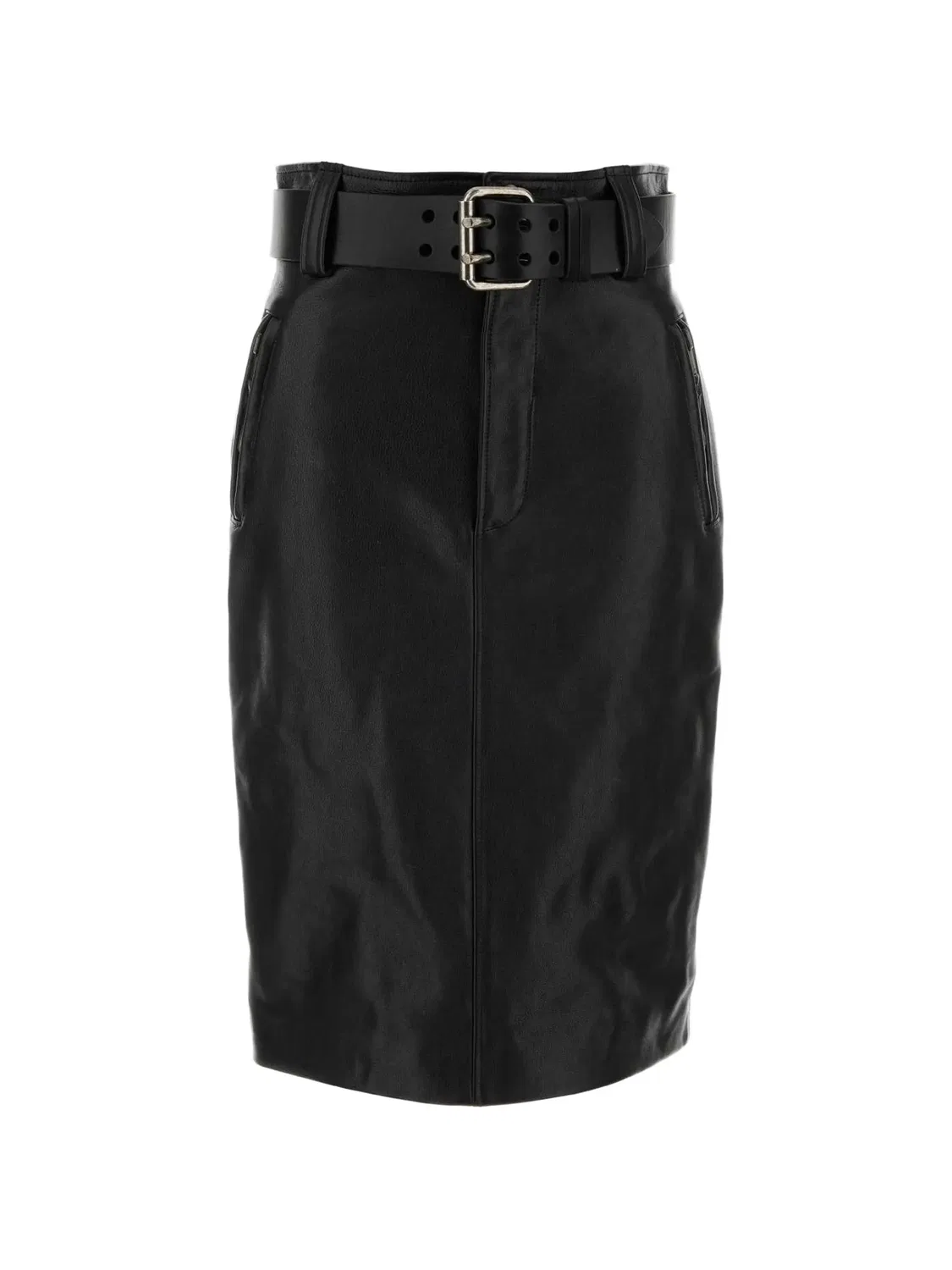 Юбка-карандаш с поясом Saint Laurent, черный