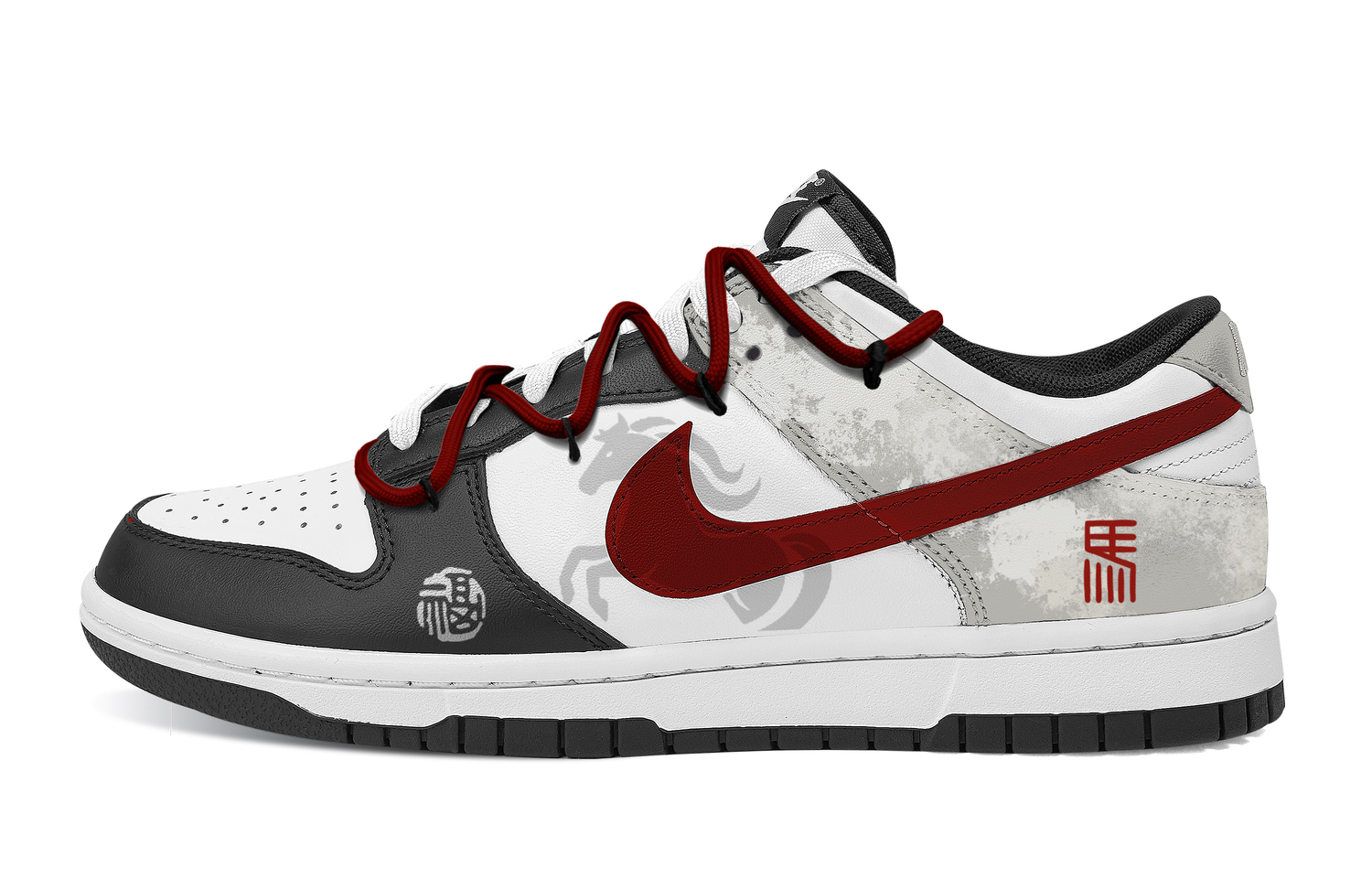 

Nike Dunk Red Stallion Slip Resistant Abrasion Resistant Low top Skateboard Shoes Unisex черный серый