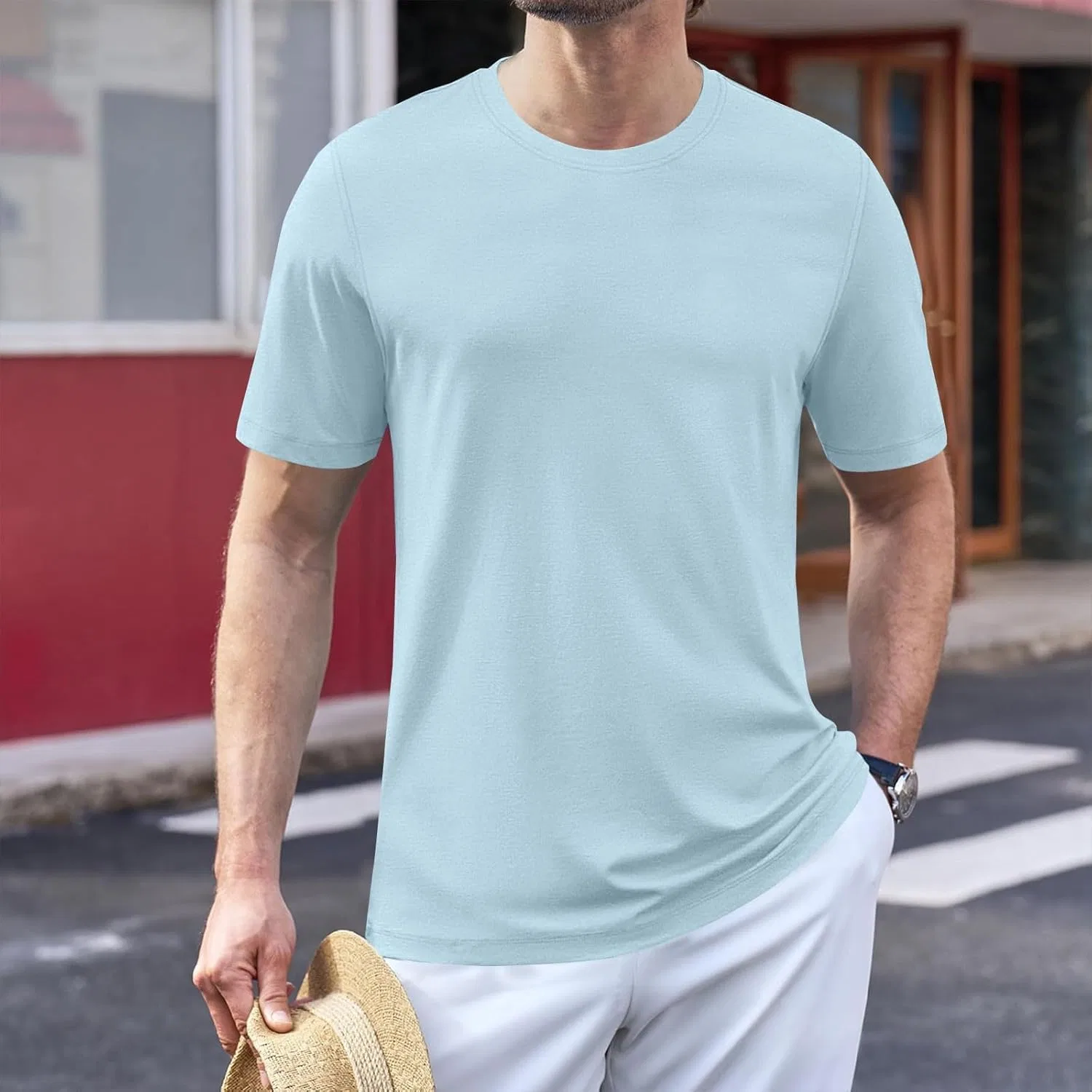 Мужская хлопковая футболка Athletic, Sky Blue — фото 3