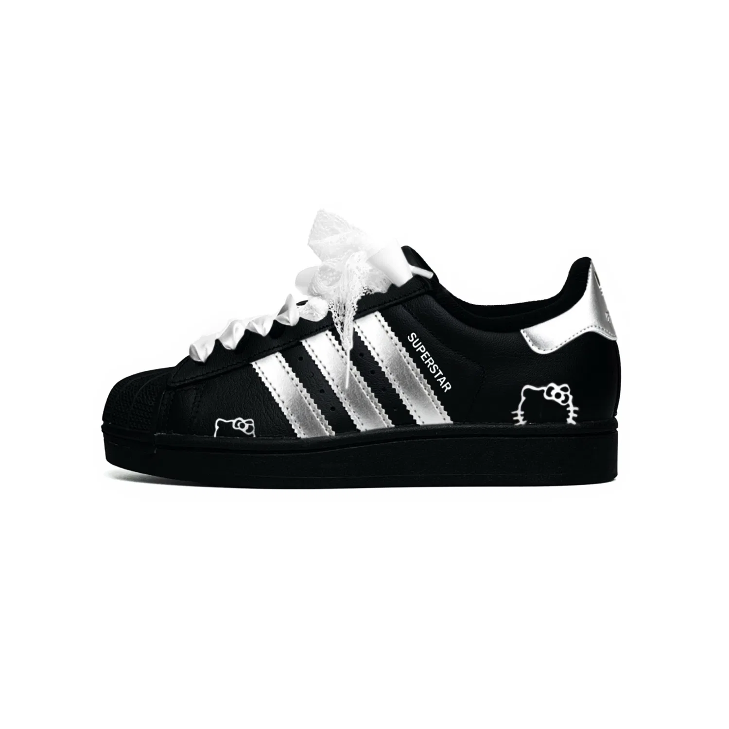 Детские кеды для скейтбординга Superstar 2, Adidas Originals, Black Silver — фото 3
