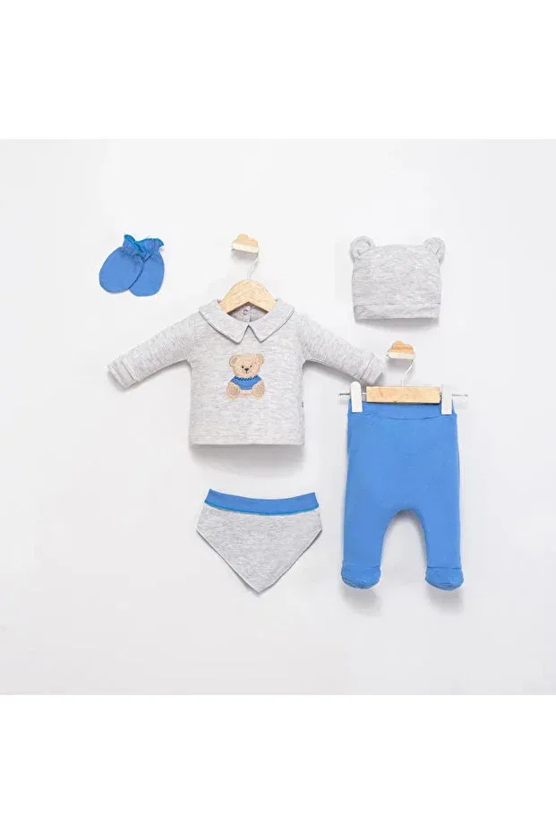 Детский комплект для новорожденных с принтом Gentle Teddy Nonna Baby, Dark Blue — фото 2