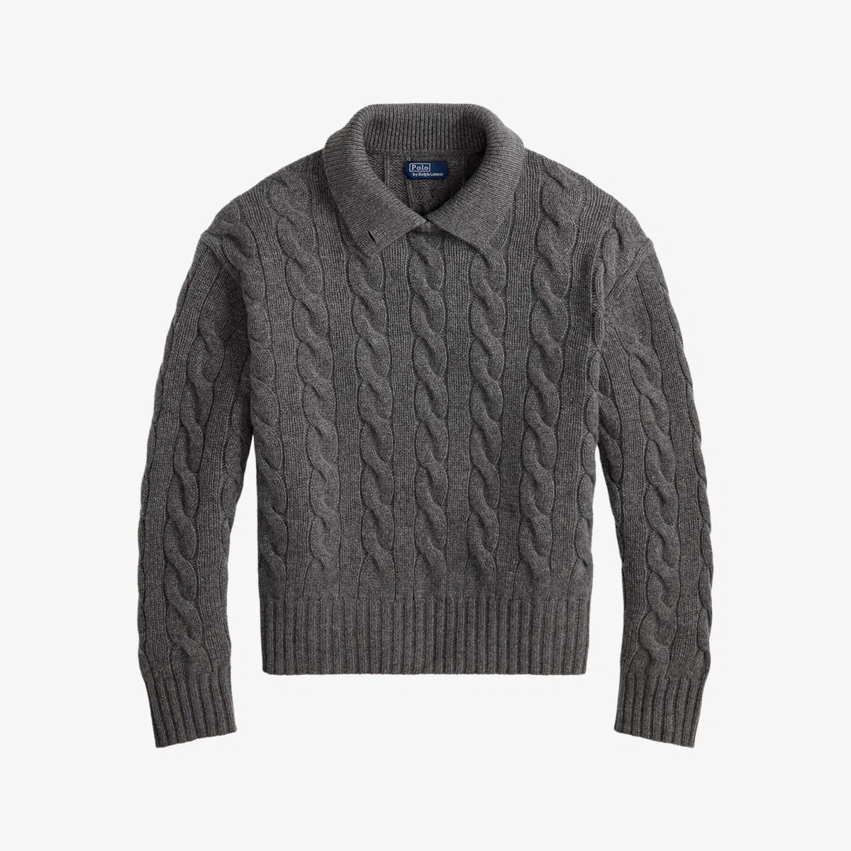 Вязаный джемпер с вышитым логотипом Polo Ralph Lauren, серый