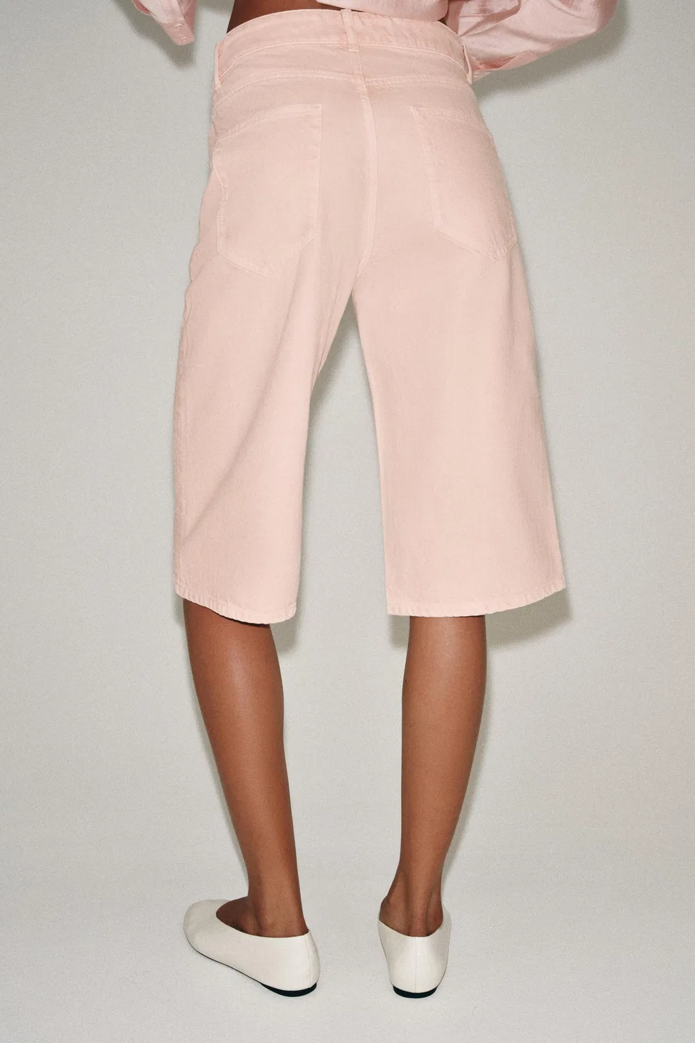 Джинсовые шорты-бермуды средней посадки из коллекции ZW ZARA, Pink — фото 3