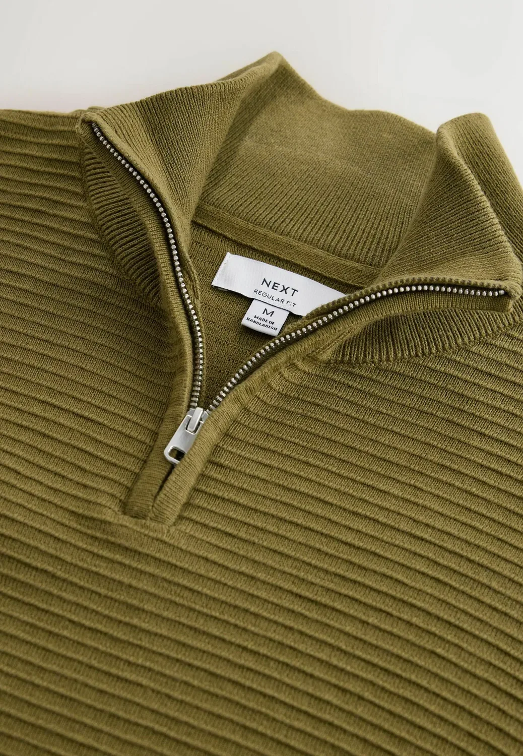 Свитер с застежкой-молнией на четверть длины, удлиненный Next, Olive Green — фото 2