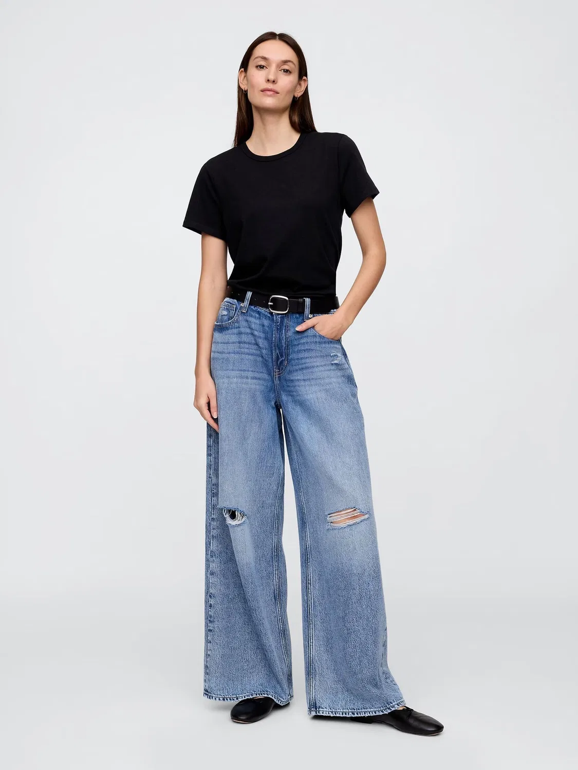 Футболка с круглым вырезом Favorite Crew Neck Gap, черный — фото 3