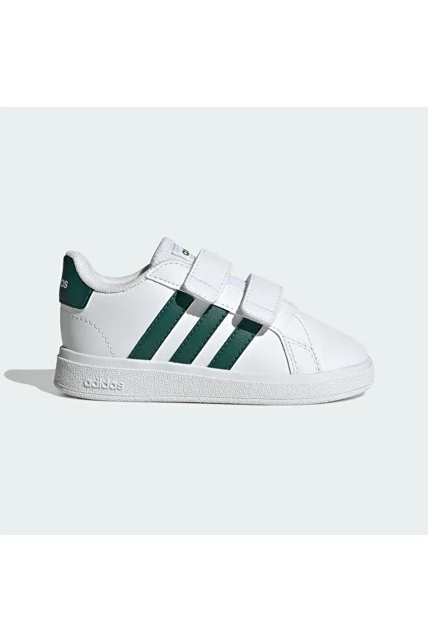 Детские кроссовки для девочек с липучкой Grand Court Lifestyle Adidas, Cloud White / Collegiate Green — фото 2