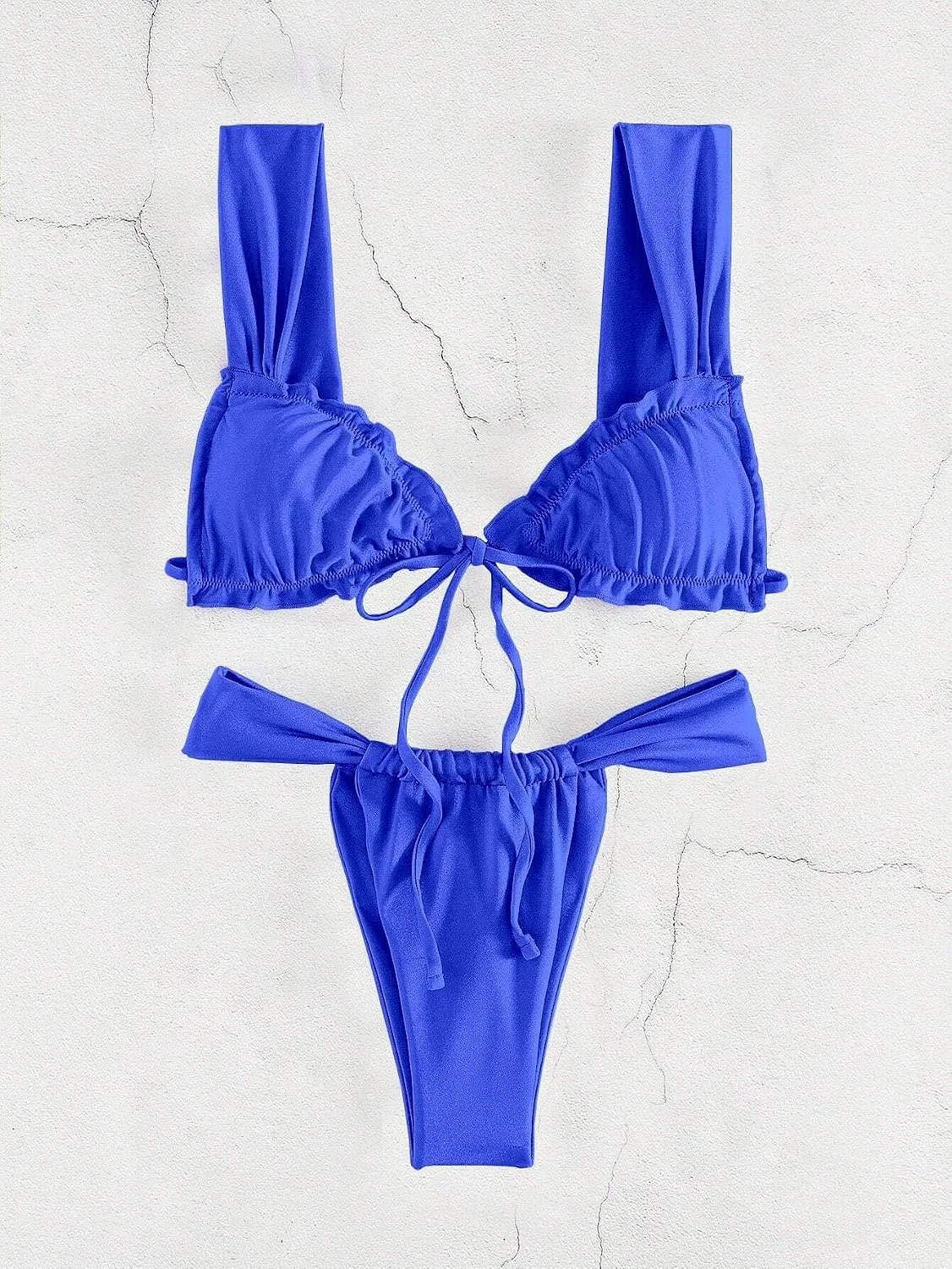 Женский бикини-сет с высокой талией и рюшами, Royal Blue — фото 2