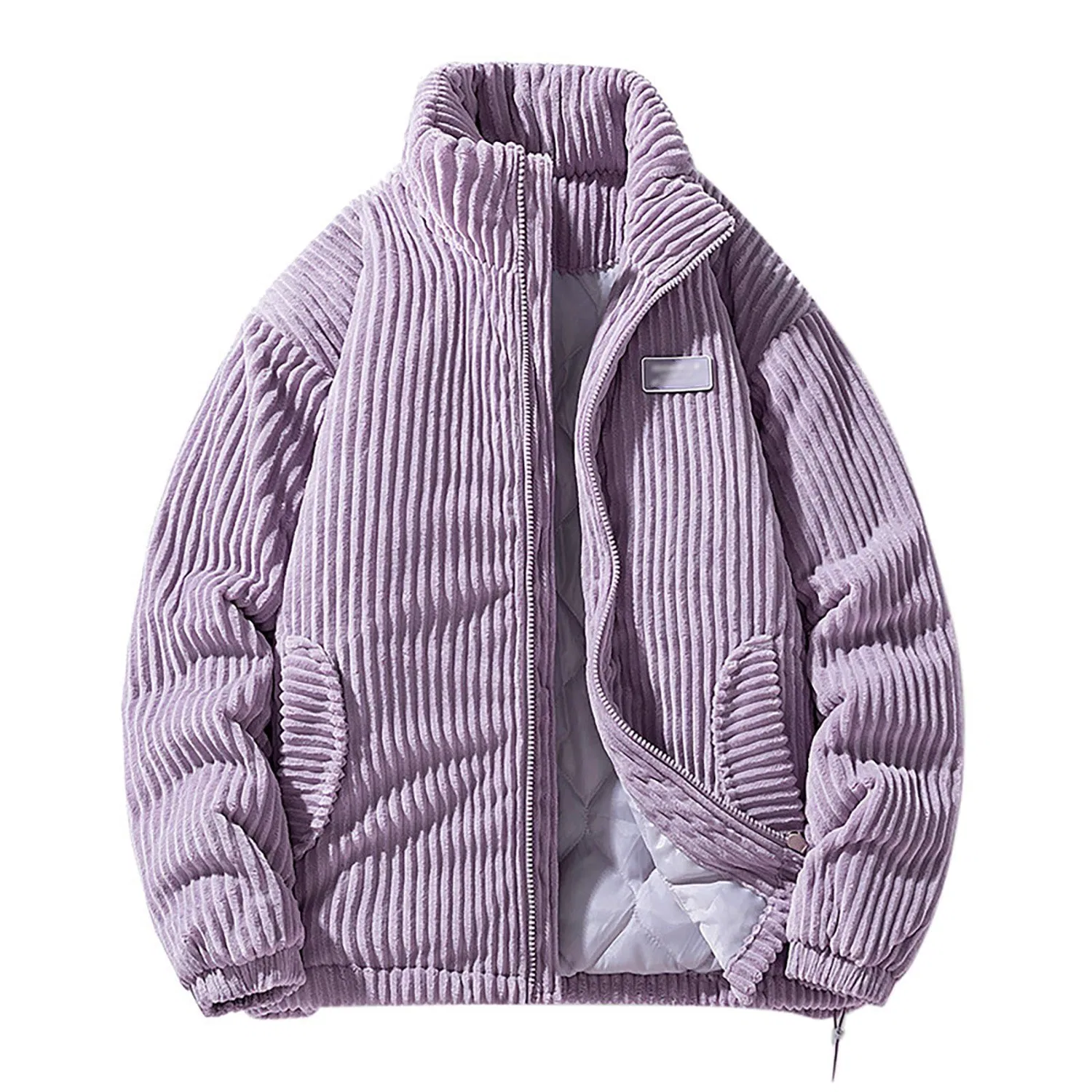 Мужское зимнее пальто с меховым воротником Corduroy Neck Fur, purple