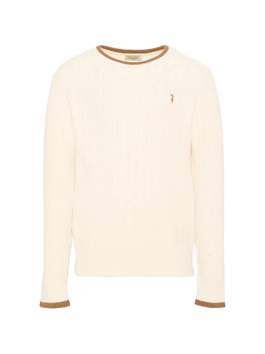 Вязаный свитер с вышитым логотипом Trussardi Junior, нейтральные цвета