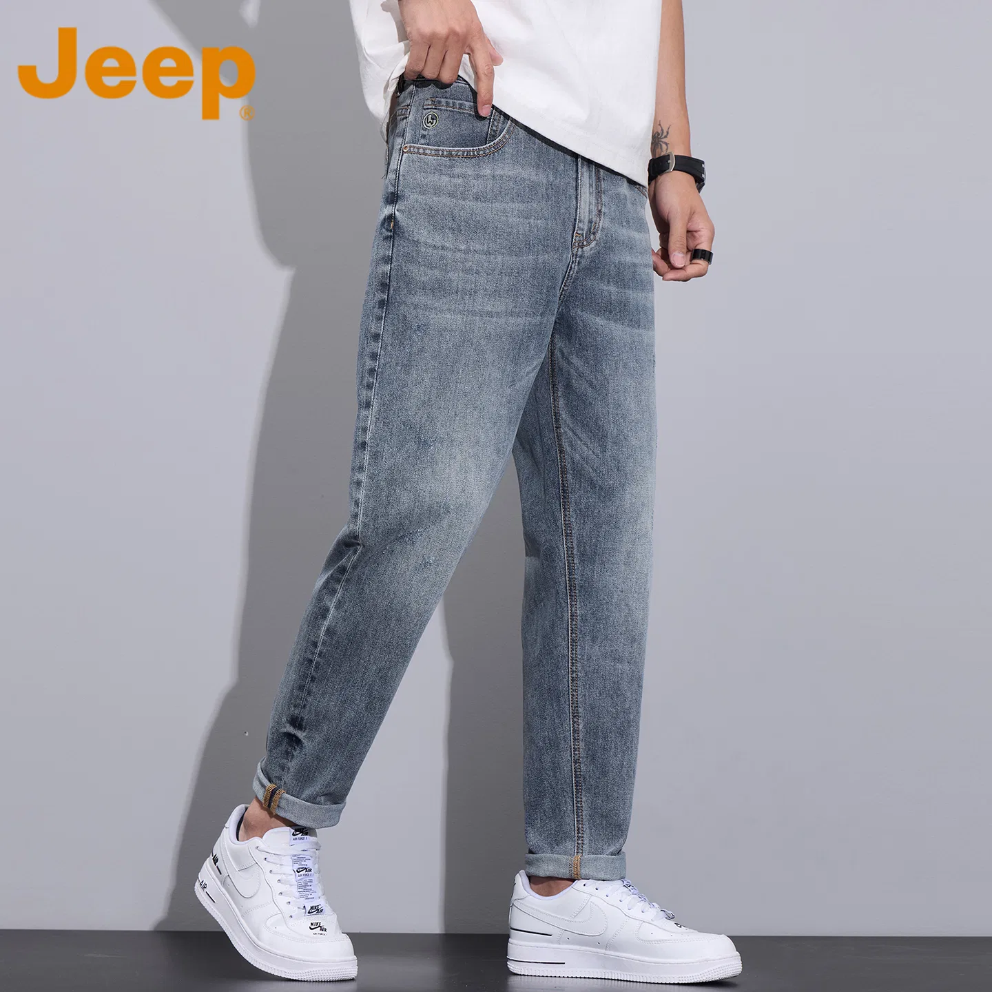 Детские джинсы зауженные Jeep, Gray Wood Blue — фото 4