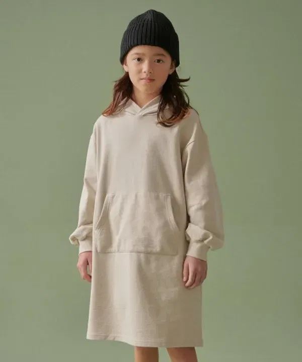 Платье-свитшот с капюшоном, Hooded Sweat Dress, Musinsa Standard Kids, песочный