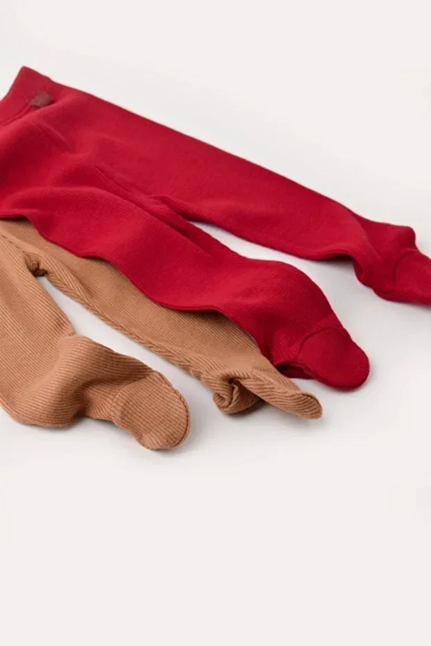 Детские носки-комплект из 2 пар модель Baby 2-piece booties trousers Babycosy, Brown / Red