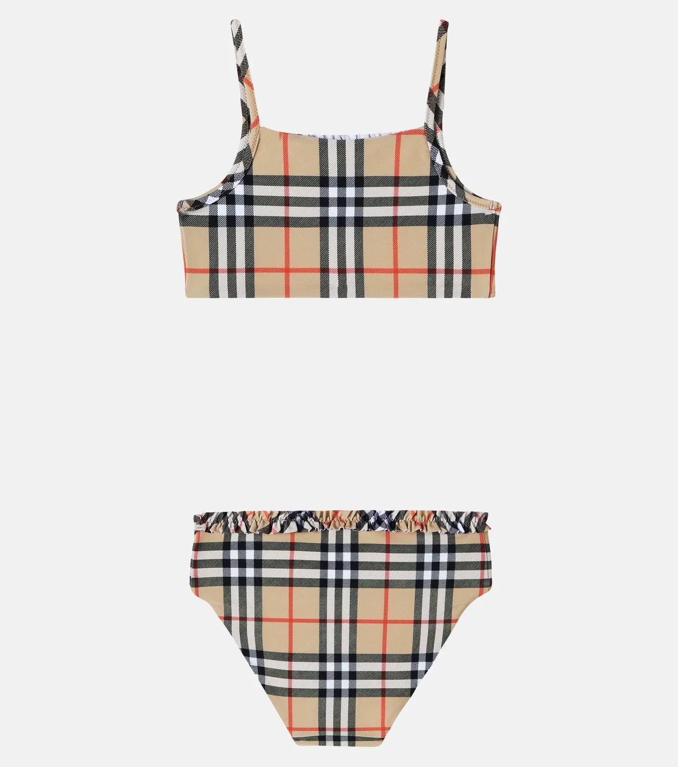 Комплект бикини с оборками Burberry Kids, бежевый — фото 2