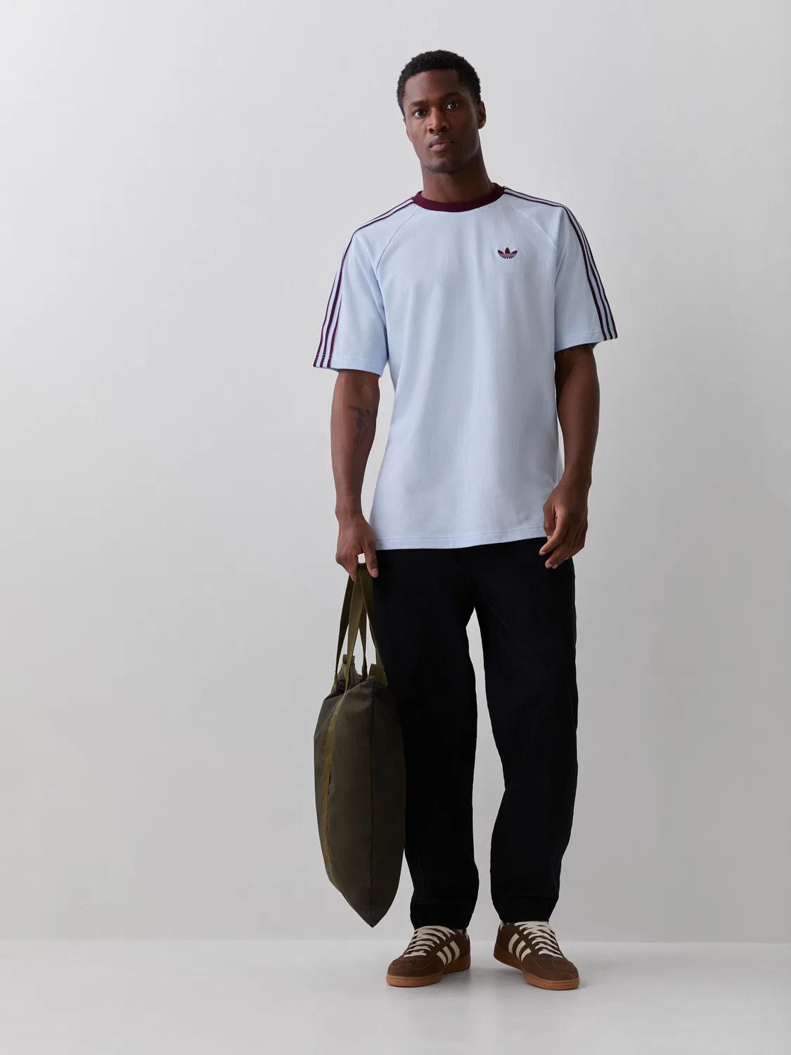 Футболка с контрастными рукавами, свободная, Britcore, adidas Originals, светло-голубой — фото 2
