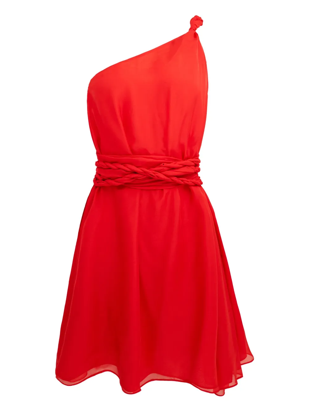 

Мини-платье Rodite на одно плечо с плетеным ремнем AZEEZA, красный