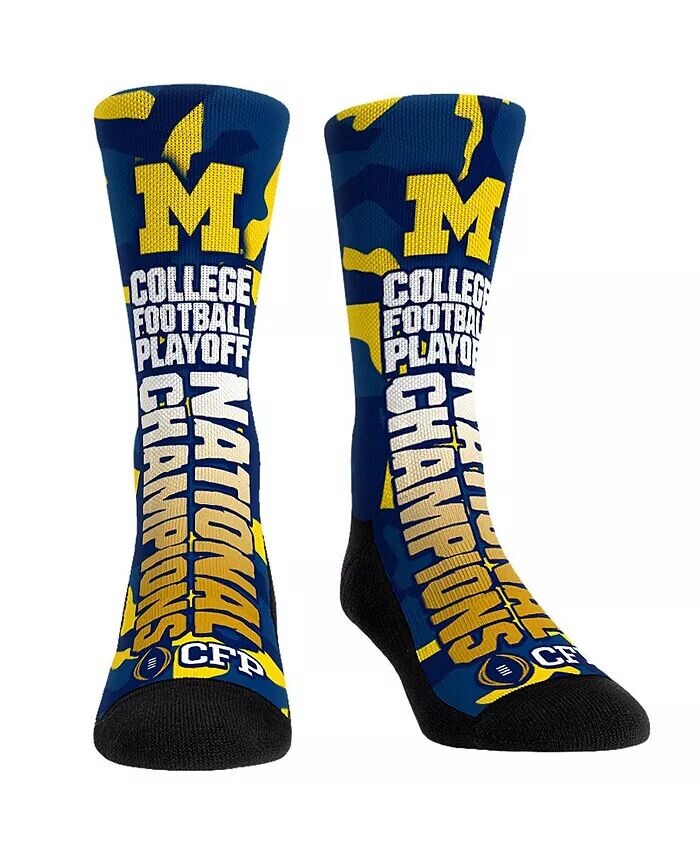 

Мужские и женские носки Navy Michigan Wolverines College Football Playoff 2023 National Champions Bold Wordmark Crew Socks Rock 'Em, синий