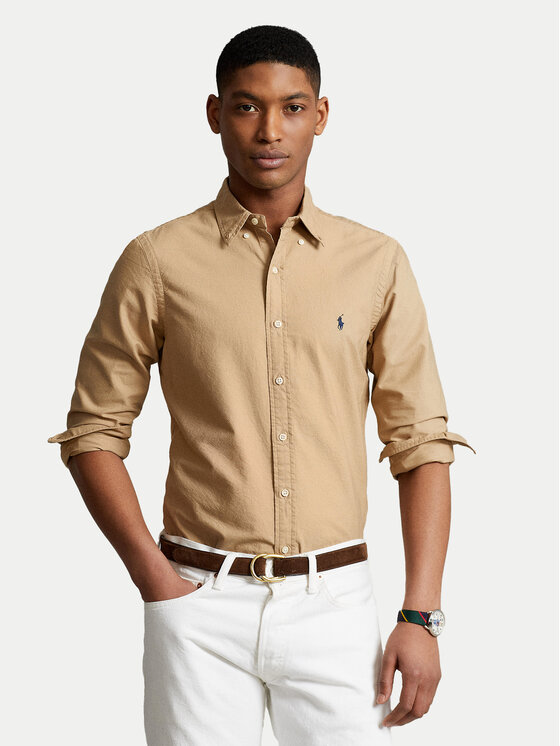 

Рубашка облегающего кроя 710889739001 Polo Ralph Lauren, бежевый