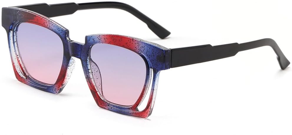 

Полые солнцезащитные очки с индивидуальным дизайном для женщин, большие солнцезащитные очки для мужчин, очки для вечеринок, защита от ультрафиолета UV400 TKKTLLT, Blue Red