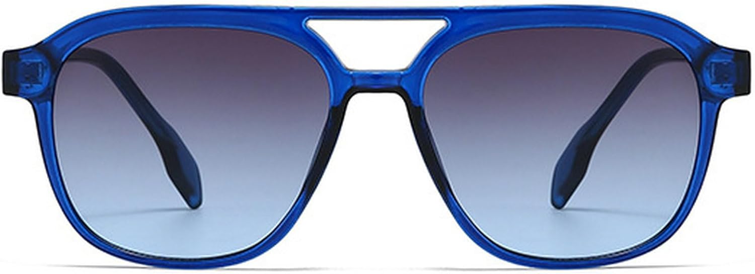 

Женские солнцезащитные очки класса люкс в стиле ретро, ​​мужские градиентные солнцезащитные очки с защитой от УФ-излучения UV400, увеличенные очки с двойной перемычкой mincl, Blue