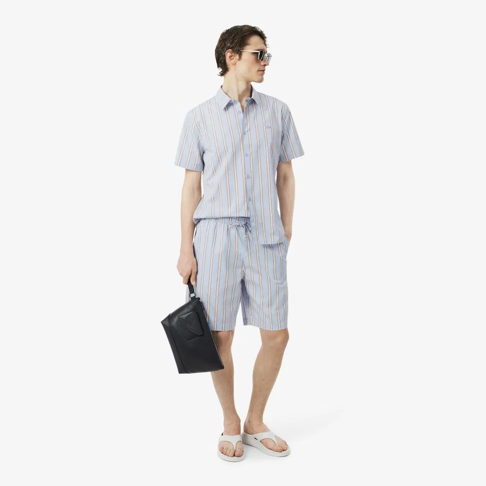 Мужская летняя рубашка в полоску синяя от Lacoste — фото 4