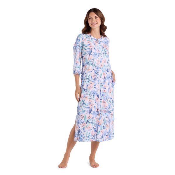 

Женский трикотажный халат на молнии Miss Elaine Essentials, цвет tropical floral