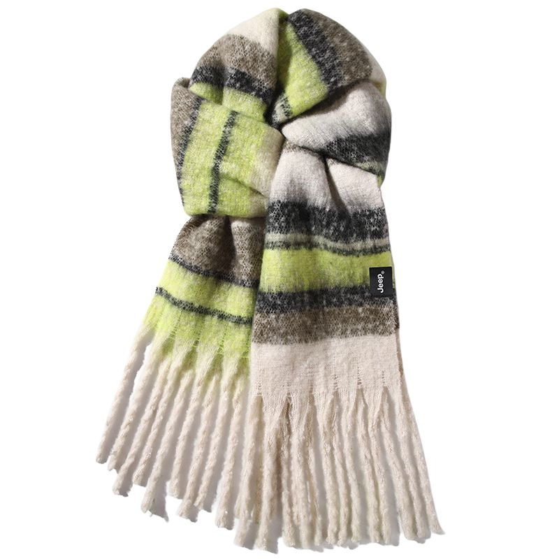 

Утолщенный вязаный шарф Women's Jeep, желтый белый stripes