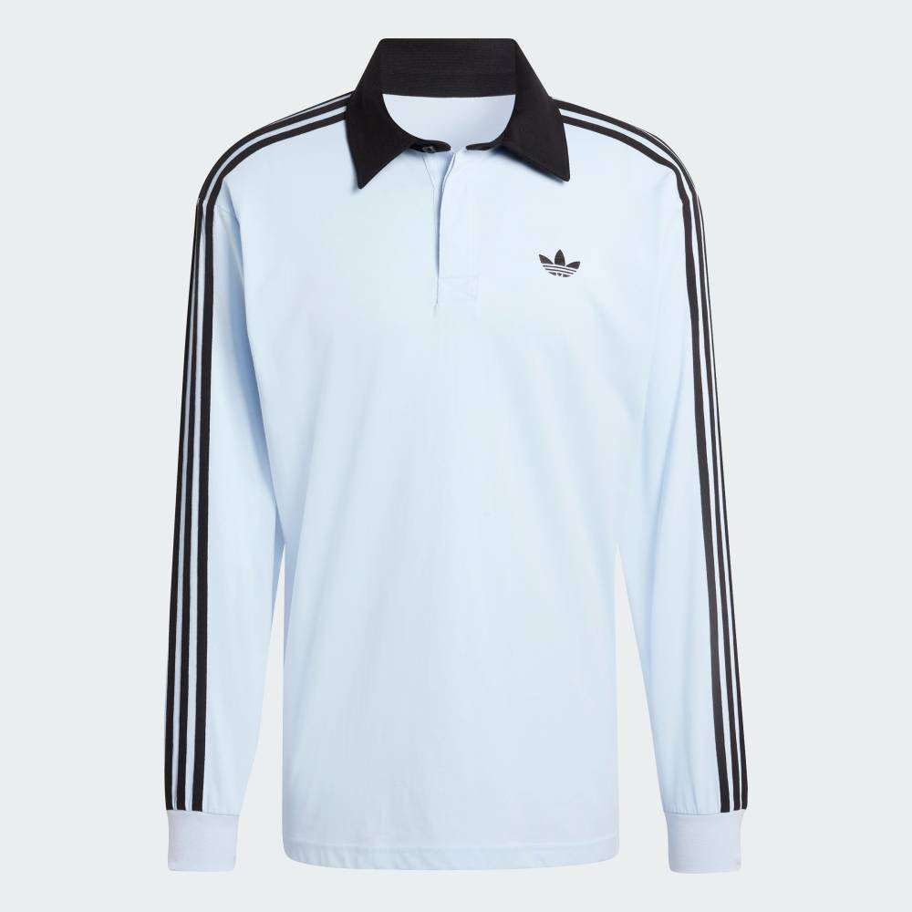 Футболка-поло с длинными рукавами и тремя полосками для регби Adidas, blue — фото 4