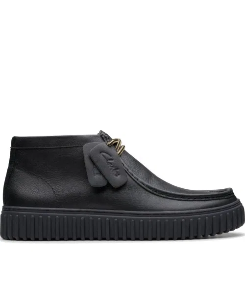 Мужские высокие мокасины из кожи Clarks Torhill Hi чёрные — фото 3